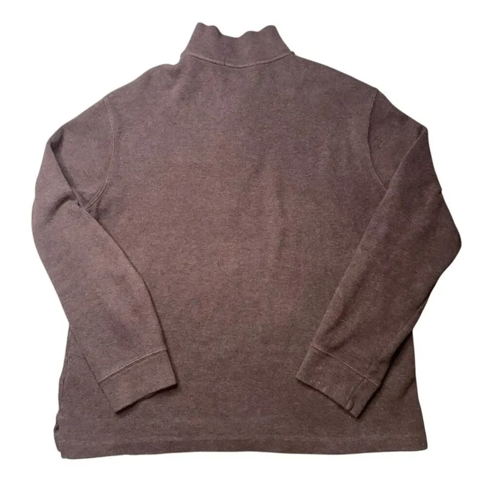 Polo Ralph Lauren Sweater Mens Large Brown Quarter Zip Mock Neck Cotton Knit